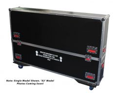 Gator Cases G-TOUR case designed to easily adjust and fit two LCD, LED or plasma screens in the 60" to 65" class. Interior dims 62.5 X 6.3 X 36 (X2)