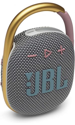 JBL Clip 4 Portable Speaker with Bluetooth, Built-in Battery, Waterproof and Dustproof Feature, Grey