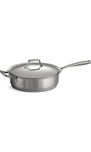 Tramontina 5-Quart Covered Deep Saute Pan Stainless Steel Tri-Ply Base