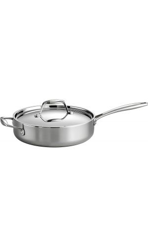 Tramontina 80116/058DS 3-Quart Tri-Ply Clad Covered Deep Saute Pan, Stainless Steel