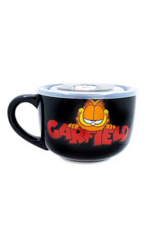 Silver Buffalo Garfield Ceramic Soup Mug With Vented Lid, Holds 24 Ounces